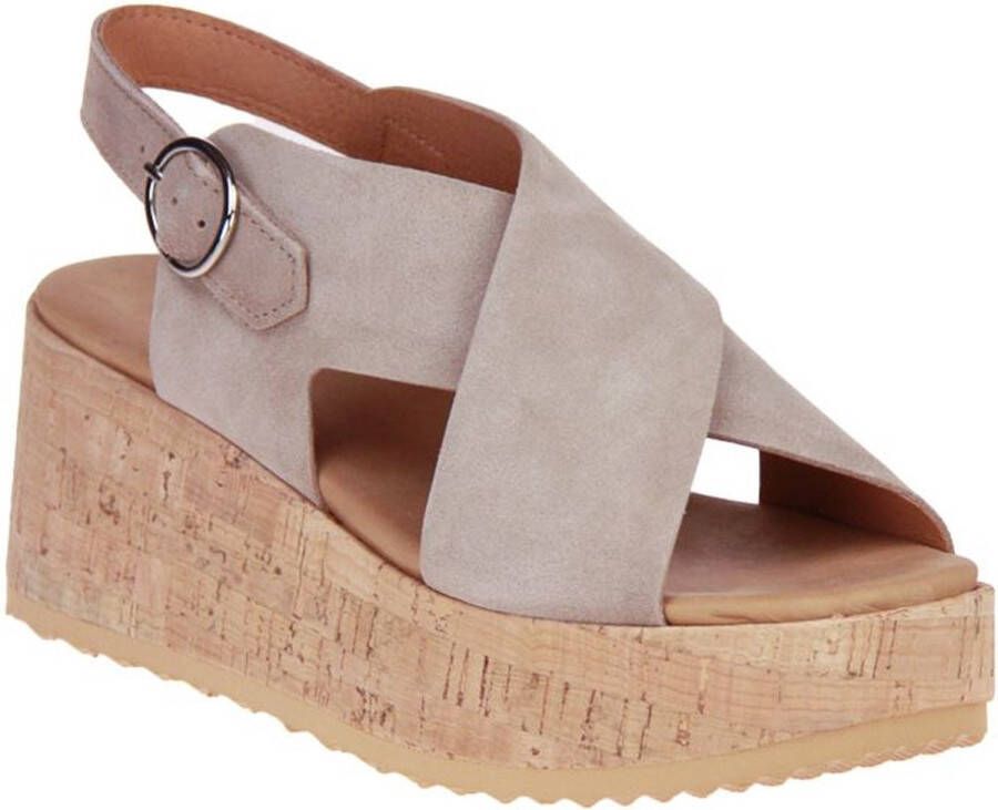 VIA VAI Sissel Raise Sandalen Met Sleehak Beige