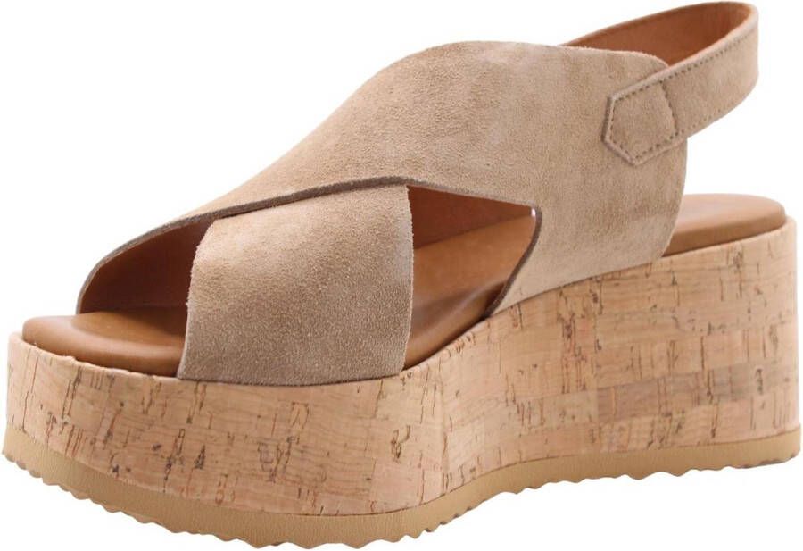 VIA VAI Sissel Raise Sandalen Met Sleehak Beige