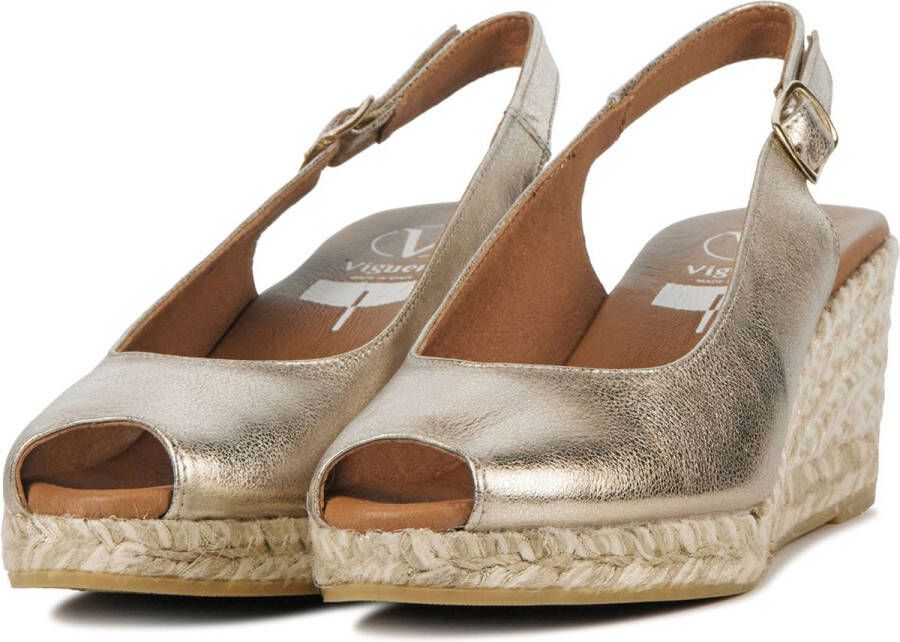 VIGUERA Espadrilles Dames Damesschoenen Leer Sleehak Hoogte 2013 met Goud