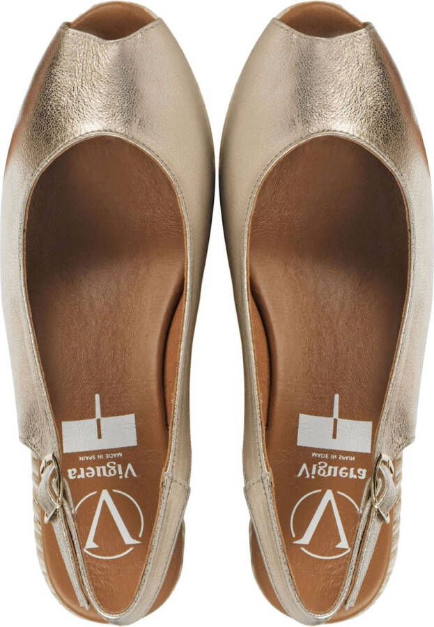 VIGUERA Espadrilles Dames Damesschoenen Leer Sleehak Hoogte 2013 met Goud