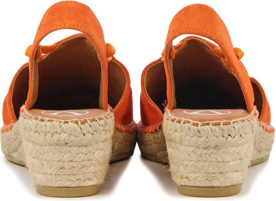 VIGUERA Espadrilles Dames Damesschoenen Suède Blokhak Hoogte 1825 sue Oranje