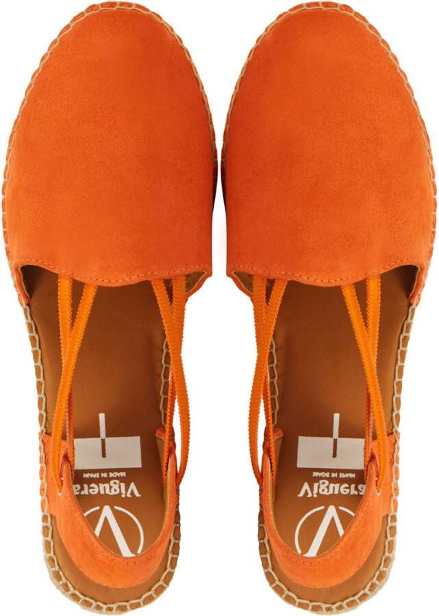 VIGUERA Espadrilles Dames Damesschoenen Suède Blokhak Hoogte 1825 sue Oranje