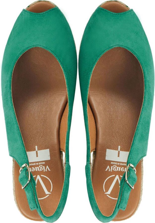 VIGUERA Espadrilles Dames Damesschoenen Suède Sleehak Hoogte 2013 Groen