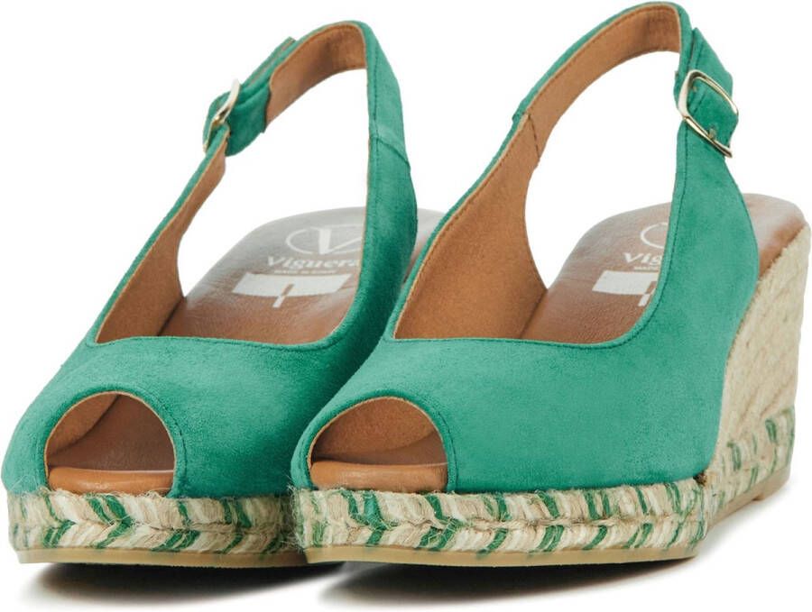 VIGUERA Espadrilles Dames Damesschoenen Suède Sleehak Hoogte 2013 Groen