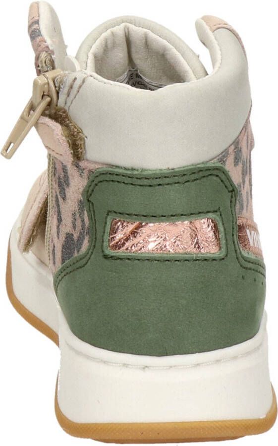 Vingino Senne Mid Velcro Premium hoge leren sneakers met panterprint roze - Foto 5