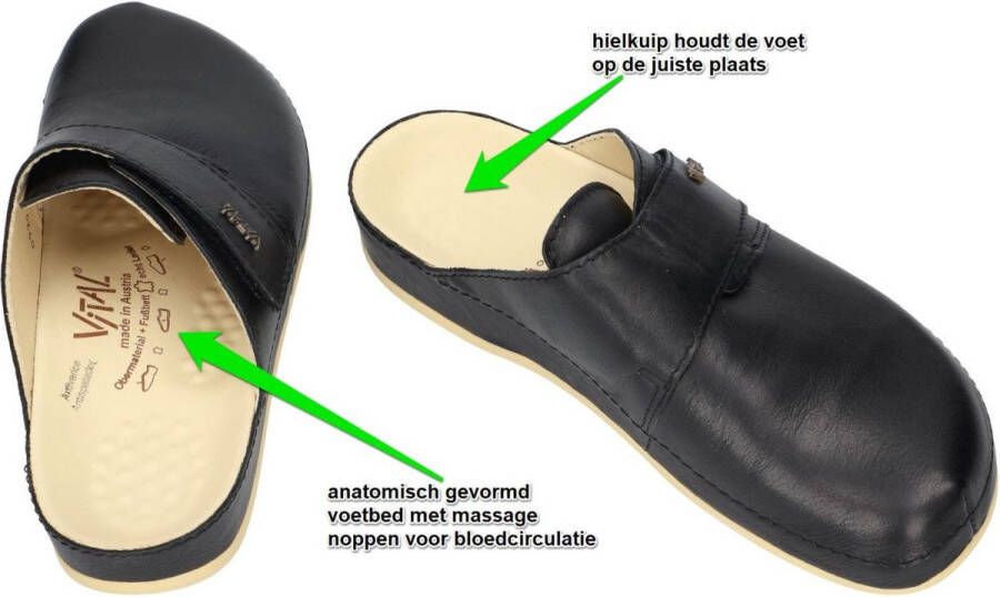 Vital -Heren zwart pantoffels & slippers