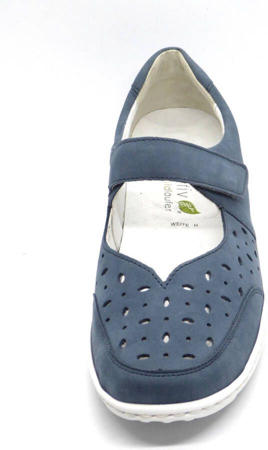 Waldläufer Dames Bandschoen 496325-191-263 Jeansblauw Wijdte H