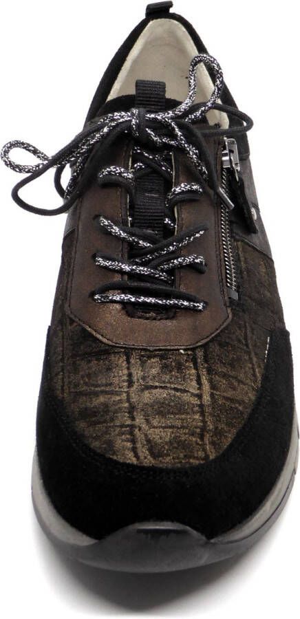 Waldläufer Dames Sneaker 908009-301-709 Zwart Combi Wijdte H (38.5)