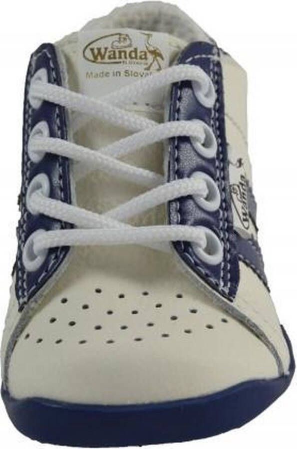 Wanda Leren schoenen wit donkerblauw jongen eerste stapjes babyschoenen flexibel sneakers