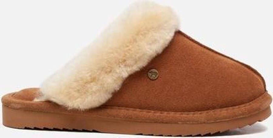 Warmbat Lismore Suede Dames Sloffen Bruin Wit
