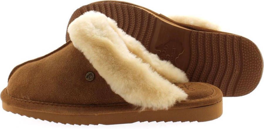 Warmbat Lismore Suede Dames Sloffen Bruin Wit