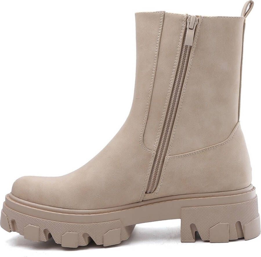 Weloveshoes Smile Favorites Dames Chelsea boots Beige Imitatieleer