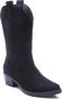 Weloveshoes Smile Favorites Dames Cowboylaarzen met Hak Zwart Suedine - Thumbnail 2