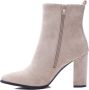 Weloveshoes Black Friday Deal Dames Enkellaarzen met Hak Suedine Beige - Thumbnail 5