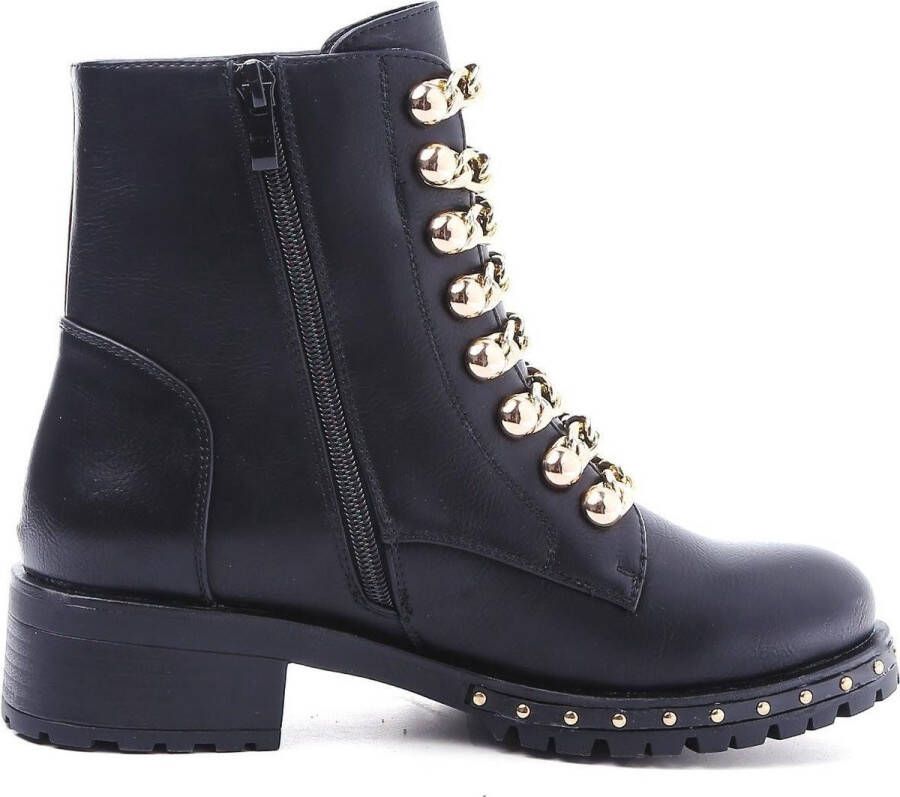 Weloveshoes SmileFavorites Biker boots met Hak Zwart Imitatieleer - Foto 2