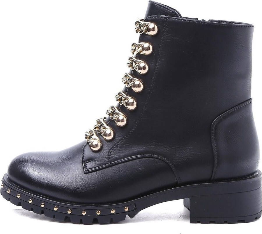 Weloveshoes SmileFavorites Biker boots met Hak Imitatieleer Zwart - Foto 3