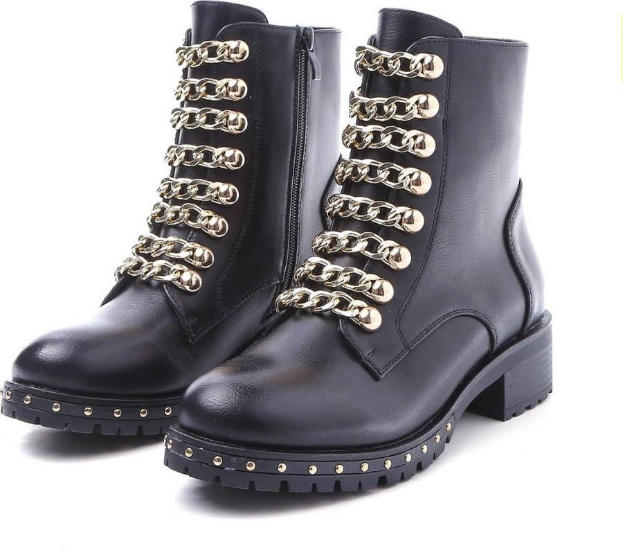 Weloveshoes SmileFavorites Biker boots met Hak Imitatieleer Zwart - Foto 4