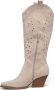 Weloveshoes BLACK FRIDAY DEAL Dames Cowboylaarzen met Hak Beige Suedine - Thumbnail 3