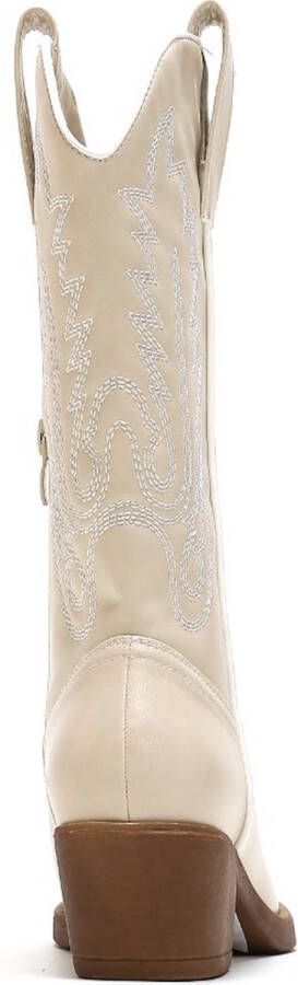 Weloveshoes SmileFavorites Dames Cowboylaarzen met Hak Imitatieleer Beige