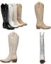 Weloveshoes Black Friday Deal Dames Cowboylaarzen met Hak Imitatieleer Taupe Khaki - Thumbnail 2