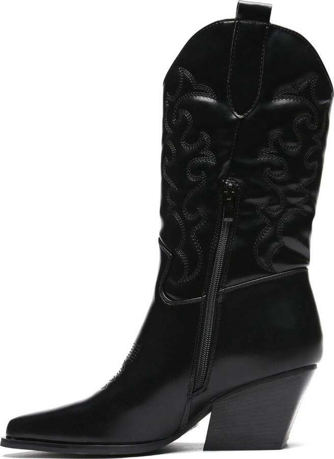 Weloveshoes Cyber Monday Deal Dames Cowboylaarzen met Hak Imitatieleer Zwart - Foto 5