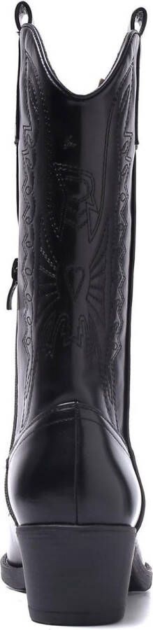 Weloveshoes SmileFavorites Dames Cowboylaarzen met Hak Imitatieleer Zwart