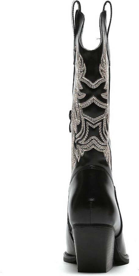 Weloveshoes SmileFavorites Dames Cowboylaarzen met Hak Imitatieleer Zwart