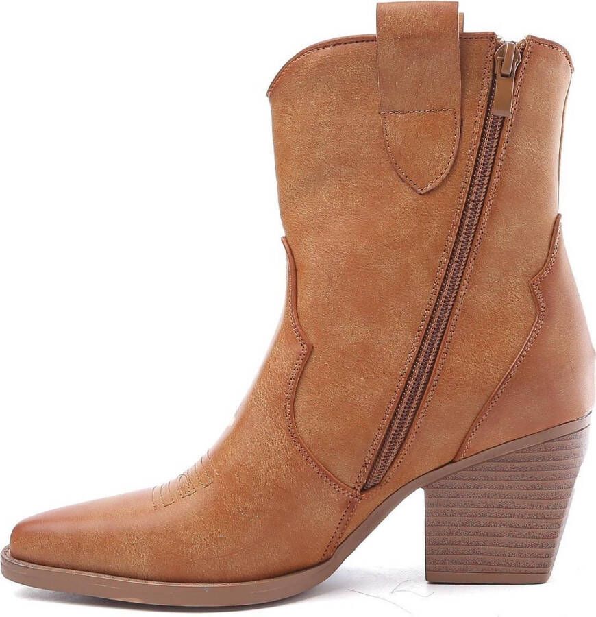 Weloveshoes Cyber Monday Deal Dames Cowboylaarzen met Hak Kort Imitatieleer Camel - Foto 2