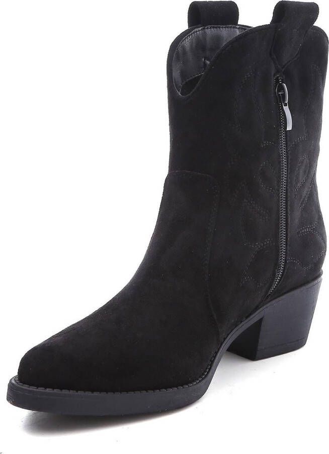 Weloveshoes Cyber Monday Deal Dames Cowboylaarzen met Hak Kort Suedine Zwart - Foto 3