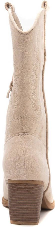 Weloveshoes SmileFavorites Dames Cowboylaarzen met Hak Suedine Beige