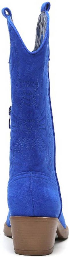 Weloveshoes Smile Favorites Dames Cowboylaarzen met Hak Blauw Suedine - Foto 2