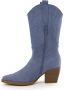 Weloveshoes Cyber Monday Deal Dames Cowboylaarzen met Hak Suedine Blauw - Thumbnail 2