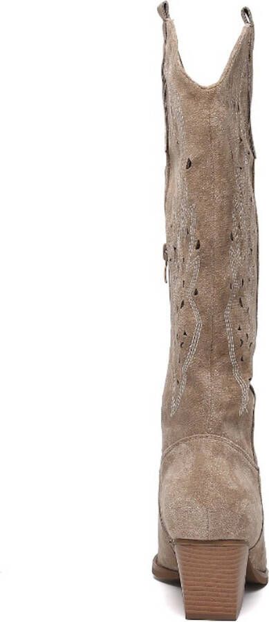 Weloveshoes SmileFavorites Dames Cowboylaarzen met Hak Suedine Khaki