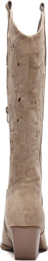 Weloveshoes SmileFavorites Dames Cowboylaarzen met Hak Suedine Khaki