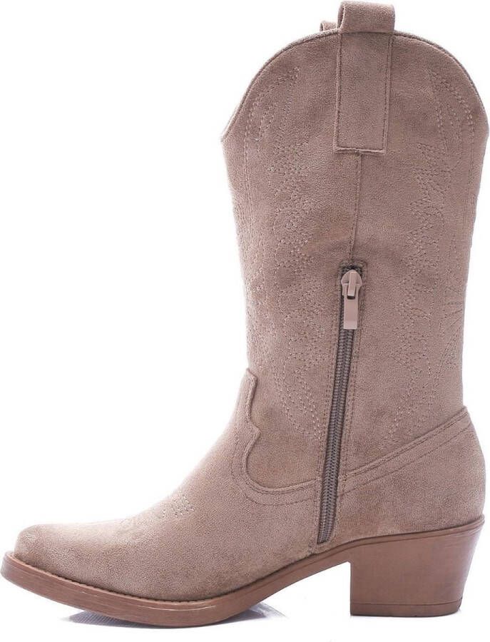 Weloveshoes Black Friday Deal Dames Cowboylaarzen met Hak Suedine Taupe Khaki - Foto 2