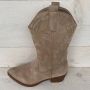 Weloveshoes Black Friday Deal Dames Cowboylaarzen met Hak Suedine Taupe Khaki - Thumbnail 5