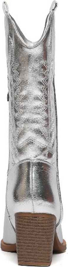 Weloveshoes SmileFavorites Dames Cowboylaarzen met Hak Zilver