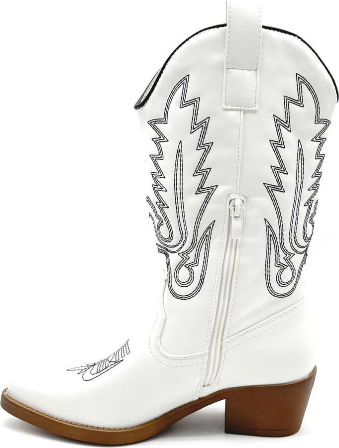 Weloveshoes SmileFavorites Dames Cowboylaarzen Western Imitatieleer Wit