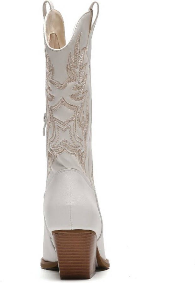 Weloveshoes SmileFavorites Dames Cowboylaarzen Western Imitatieleer Wit