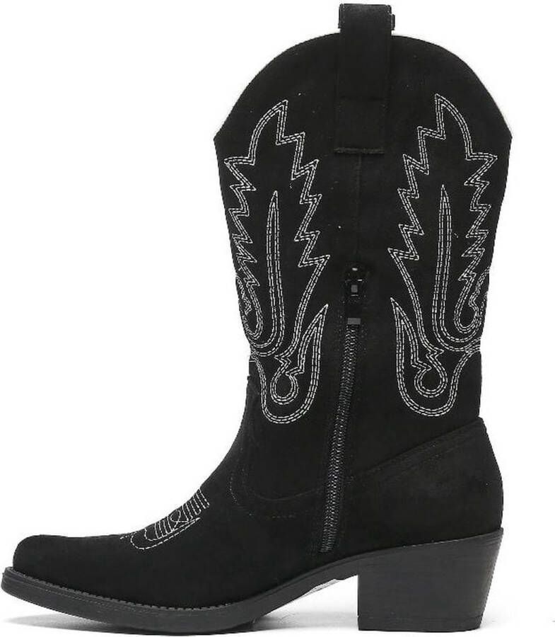 Weloveshoes SmileFavorites Dames Cowboylaarzen met Hak Suedine Zwart - Foto 2