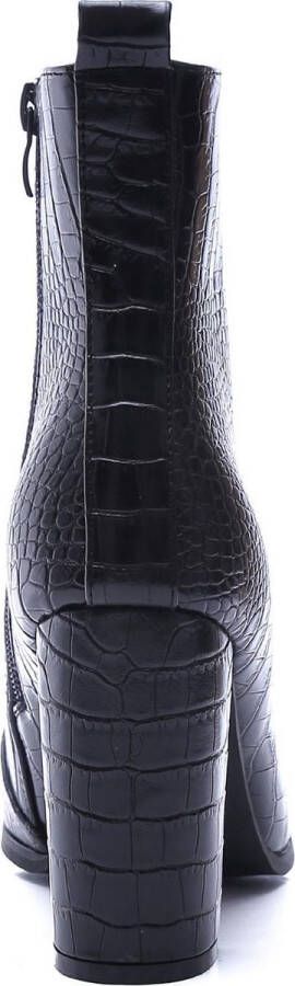 Weloveshoes SmileFavorites Dames Enkellaarzen met Hak Zwart Imitatieleer