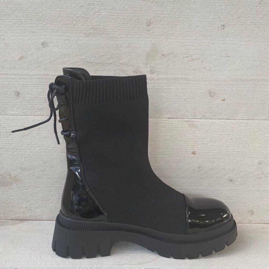 Weloveshoes SmileFavorites Sock boots met Hak Stof Zwart