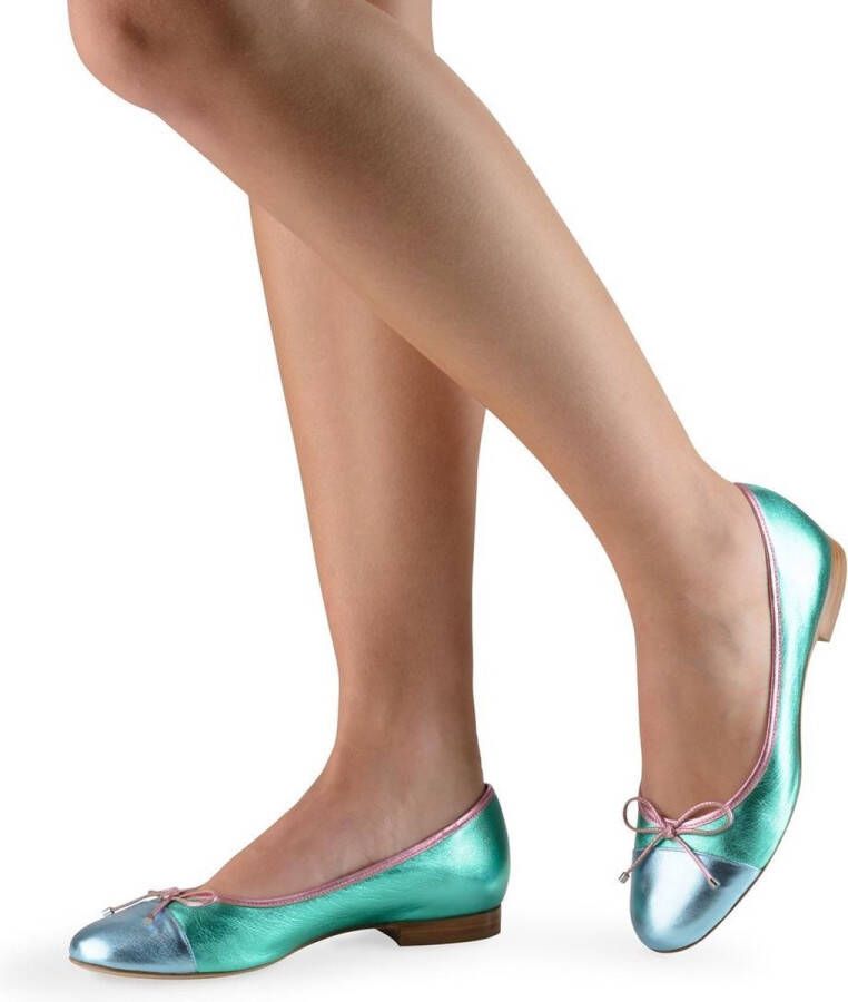 Werner Kern Dames Ballerina's Kleurrijk – Unieke Ballerina Schoenen – Turquoise en Roze – Nappaleer – Pina – 5 - Foto 4