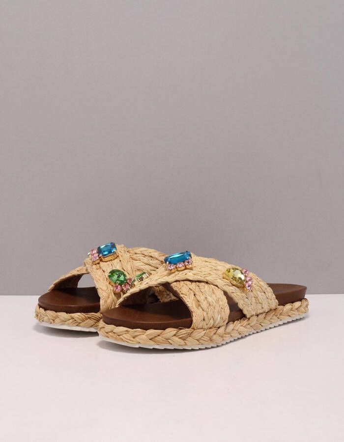 Wickerwork Bruin Tinten 889z70hg Slippers Dames Beige