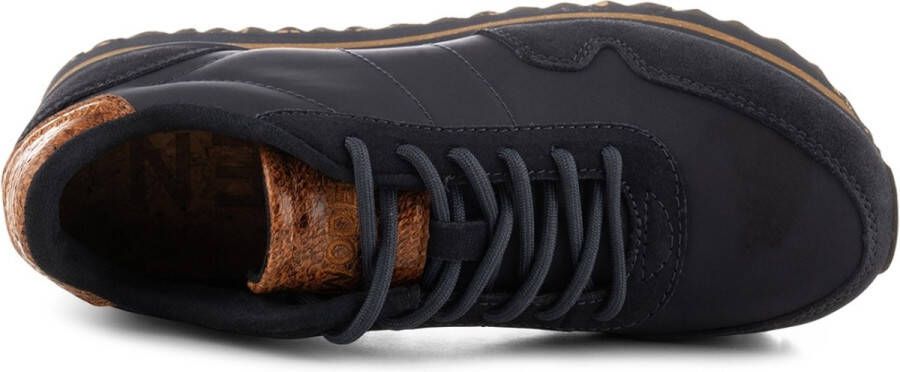 Woden Dames Nora III Leather Plateau Dark Navy