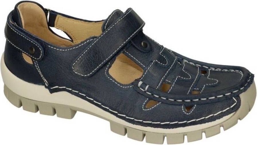 Wolky Dames Instappers Ballerina's Move Oxford Blue grey Blauw