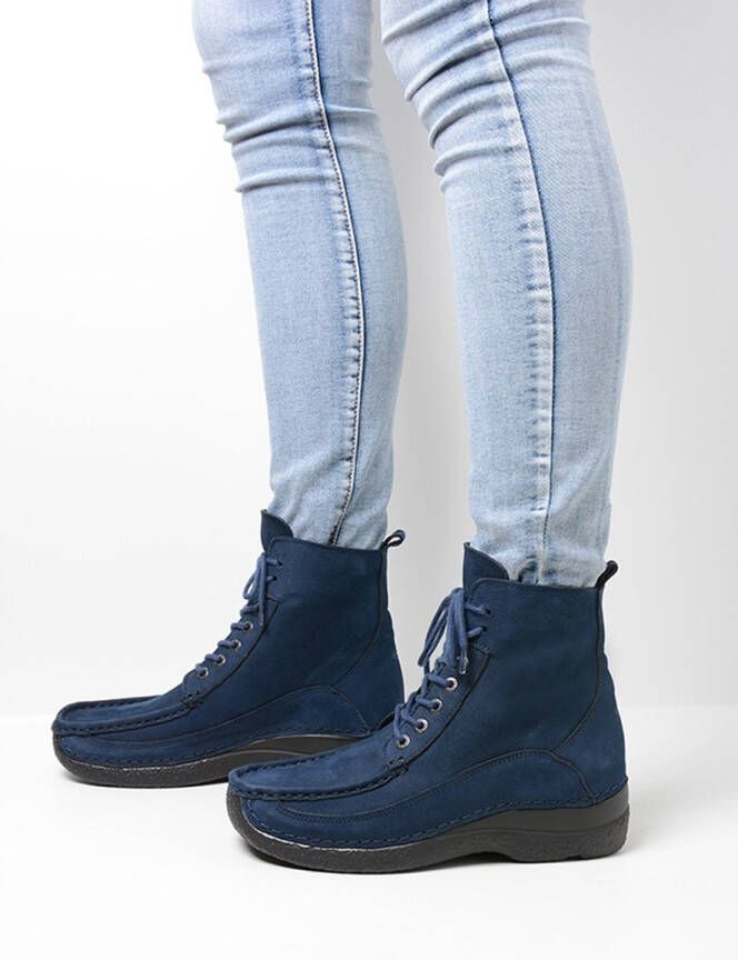 Wolky Comfortschoenen Roll Boot blauw nubuck