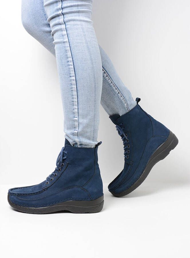 Wolky Comfortschoenen Roll Boot blauw nubuck