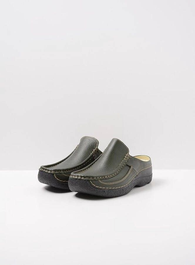 Wolky Comfortschoenen Roll Slide forestgroen leer