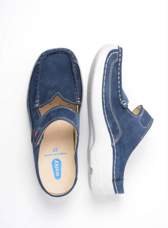 Wolky Dames Roll Slipper 0622713-800 Blauw Nubuck - Foto 9